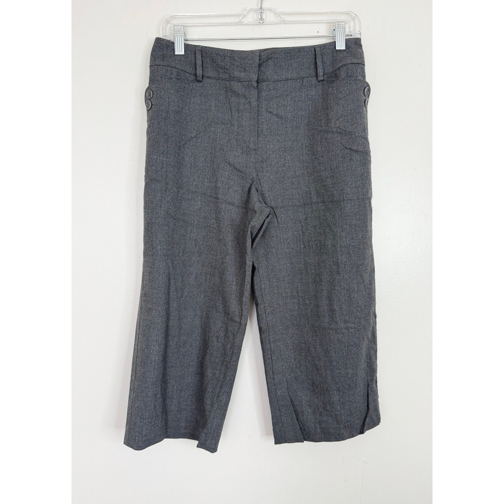 Talbots Women's Wool Blend Wide Leg Cropped Pants Gray Size 8 Preppy